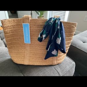 Draper James Straw Purse with Floral Scarf